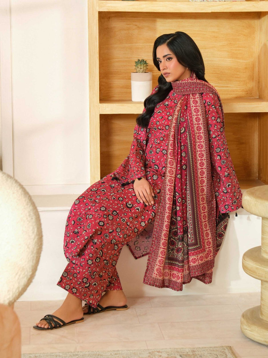 3 Piece Khaddar Suit - Printed (Unstitched) - Pehnaawaa