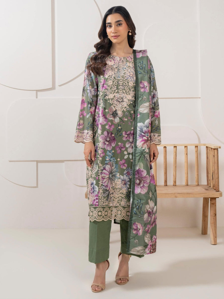 3 Piece Lawn Suit - Embroidered (Pret) - Pehnaawaa