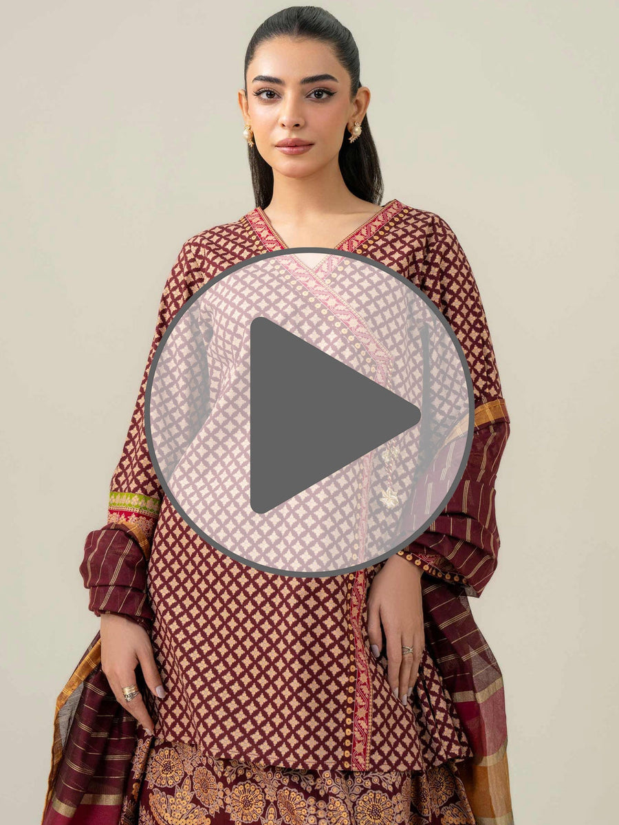 3 Piece Lawn Suit - Paste Print (Pret) - Pehnaawaa