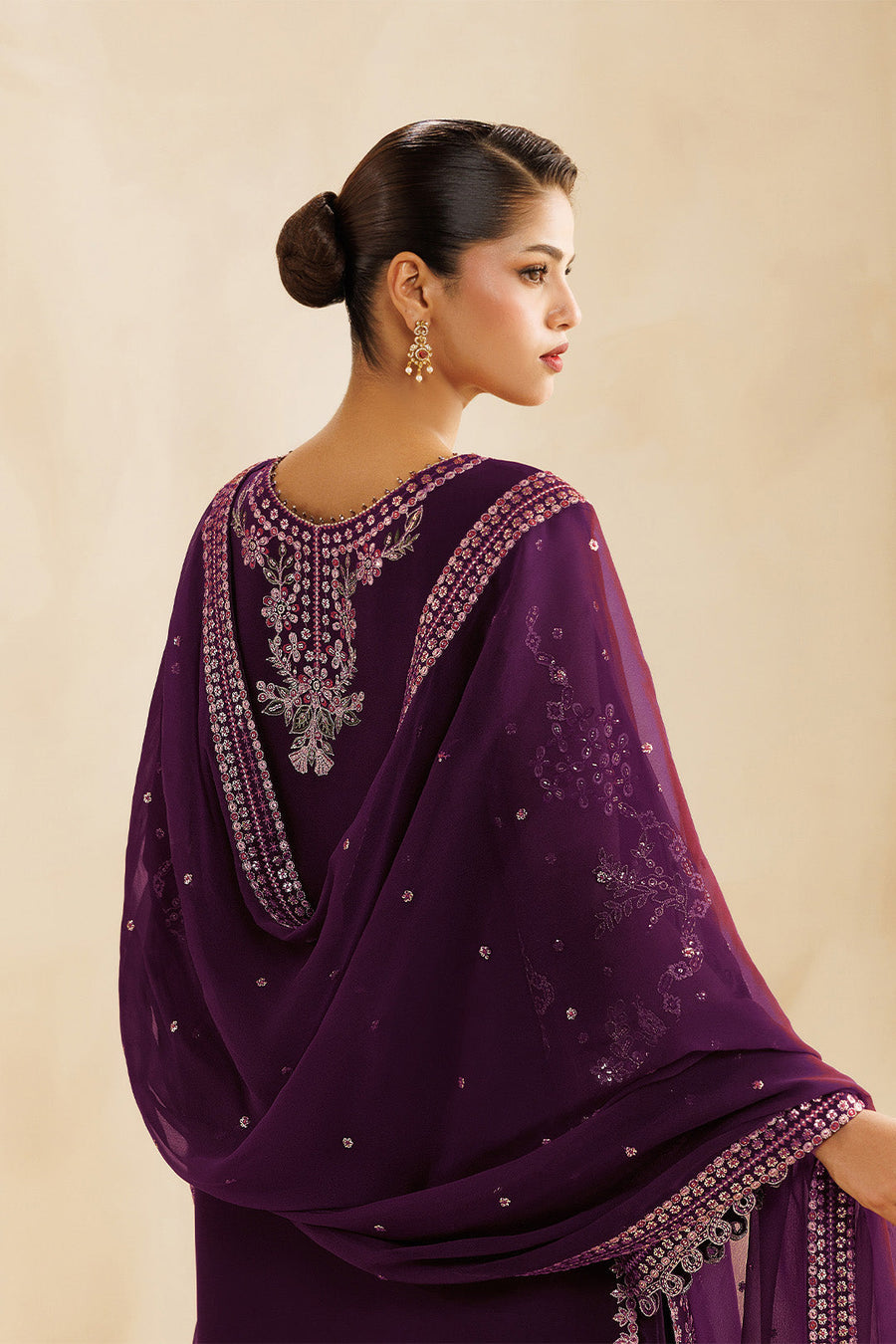 Cascade Embroidered Chiffon 3-Piece Formal Suit