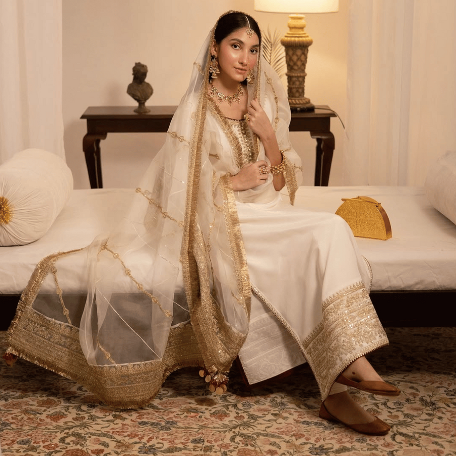 White Gold – Luxury Embroidered Suit for Women