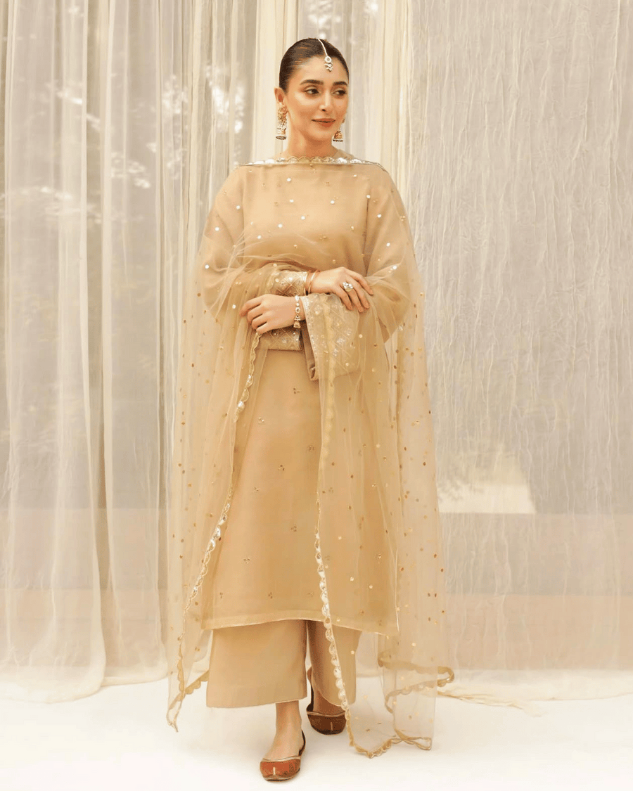 Golden Grace – Luxury Embroidered Suit for Women