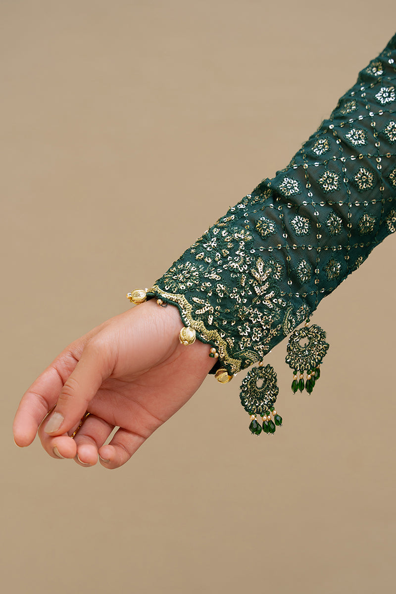 GREEN SPRING-3PC CHIFFON EMBROIDERED PRET - Pehnaawaa