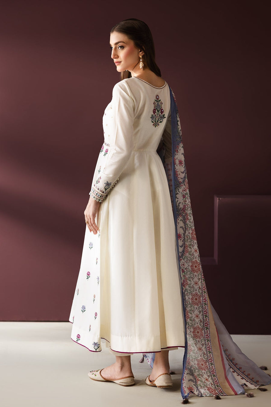 Embroidered Self Jacquard 3-Piece Pret Suit with Silk Dupatta