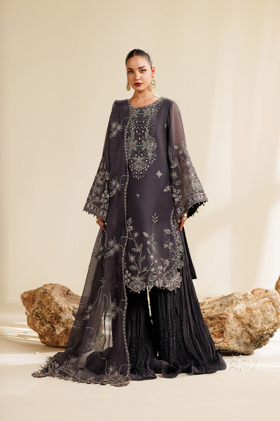 Lumina Embroidered Chiffon 3-Piece Formal Suit