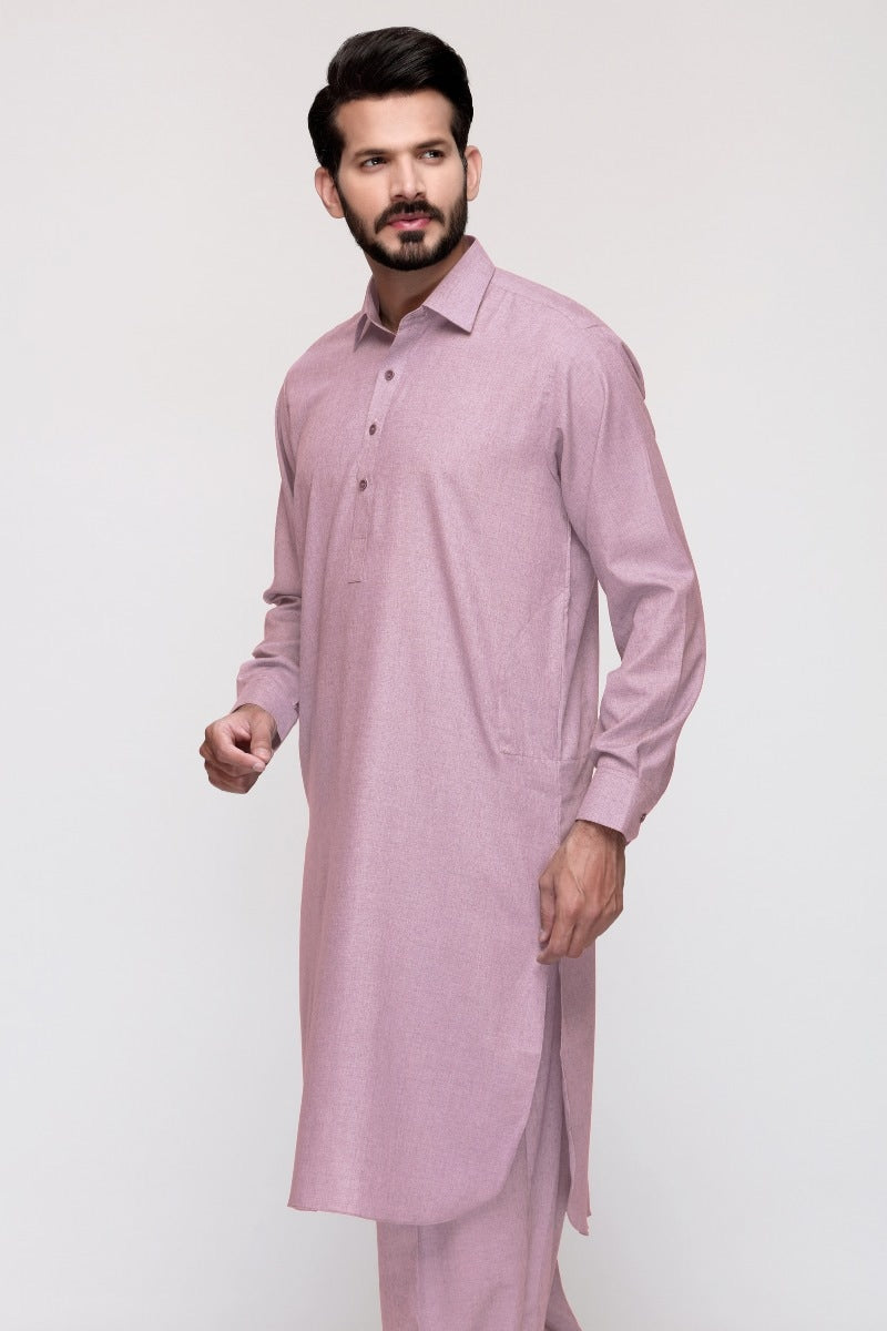 Dusty Rose Linen 2-Piece Kurta | Button-Front Minimalist
