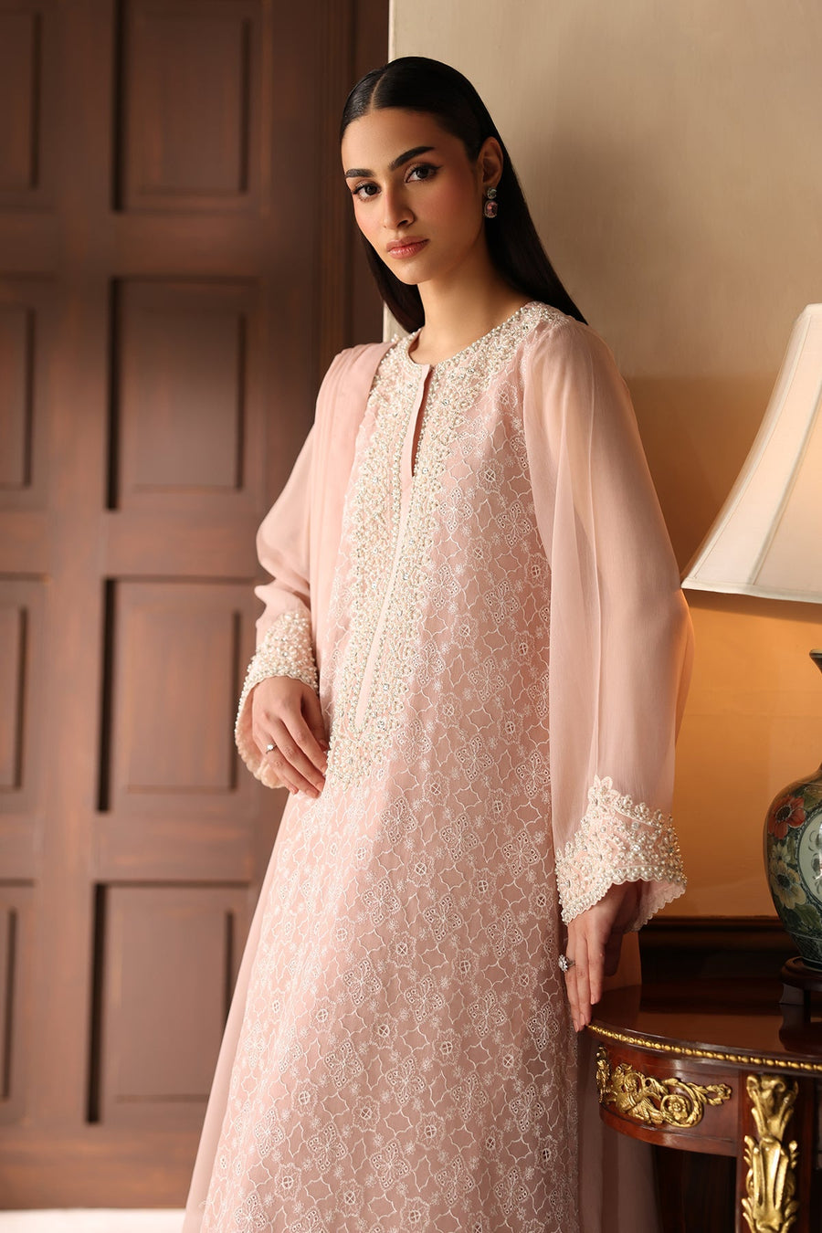 Schiffli Embroidered Chiffon 3-Piece Formal Suit