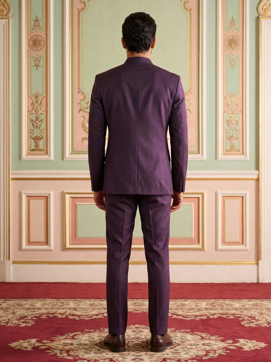 Premium Solid Japanese Fabric Indo-Western Set ( 50JIND 210Purple )