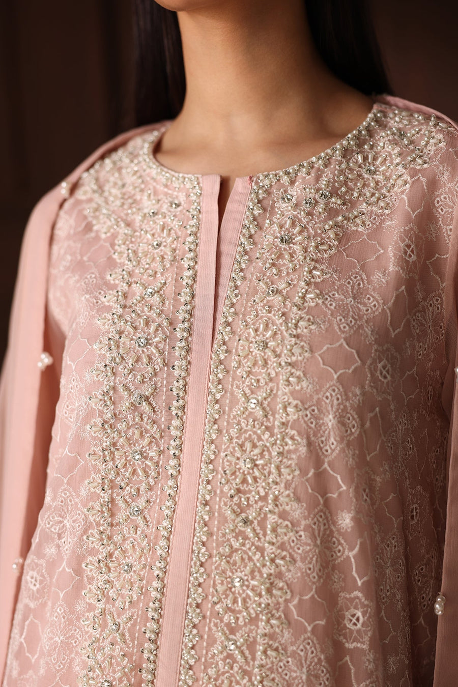 Schiffli Embroidered Chiffon 3-Piece Formal Suit