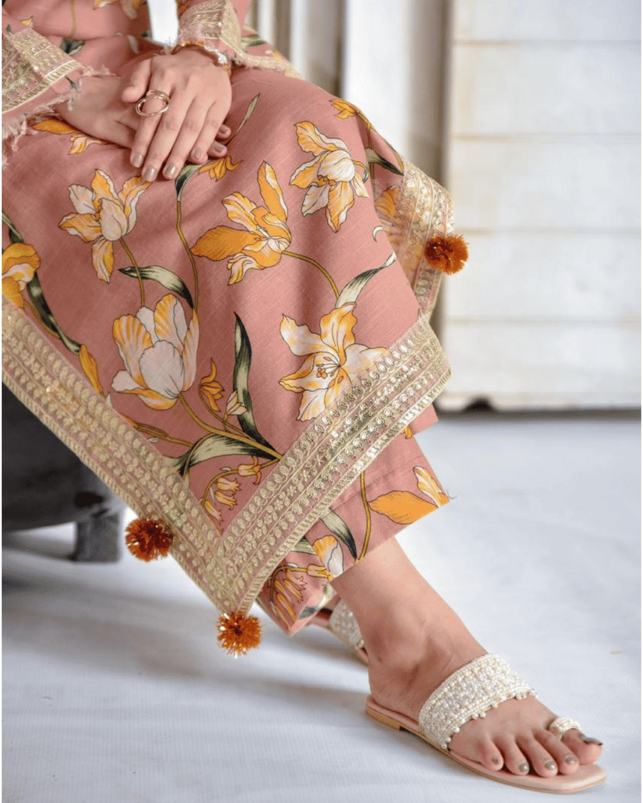 Peach Flora – Khaddar Suit for Women