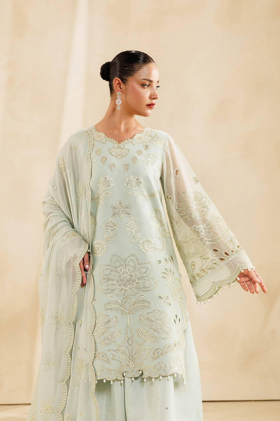 Vanilla Embroidered Chiffon 3-Piece Formal Suit | 2297