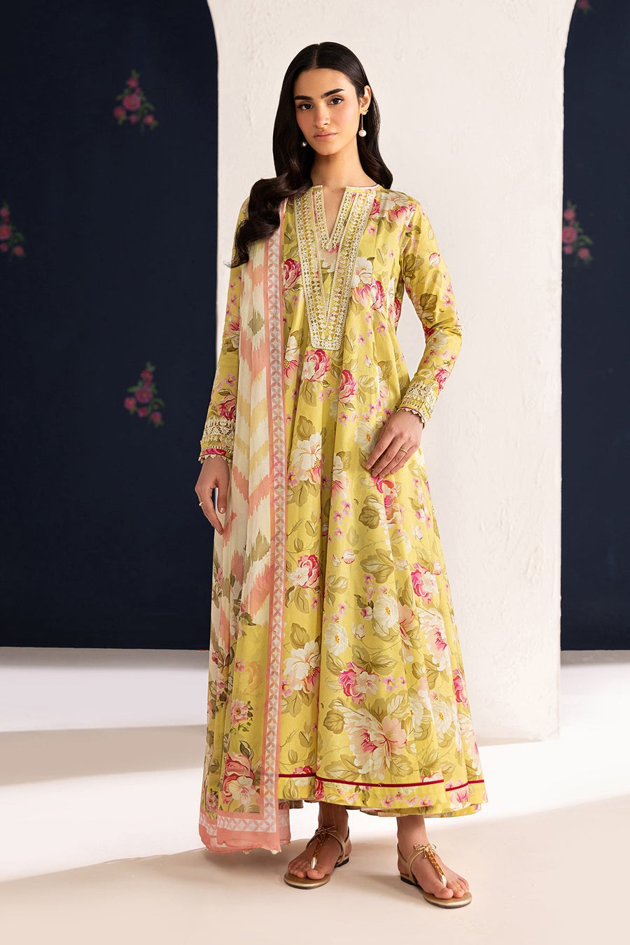 Digital Printed Lawn 3-Piece Pret Suit with Silk Dupatta