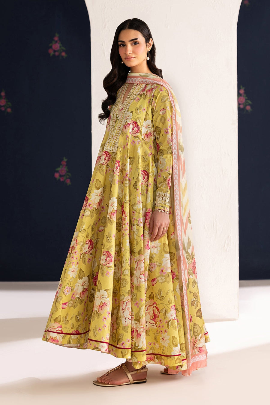 Digital Printed Lawn 3-Piece Pret Suit with Silk Dupatta