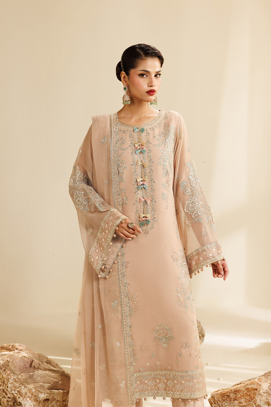 Dune Embroidered Chiffon 3-Piece Formal Suit | 2288