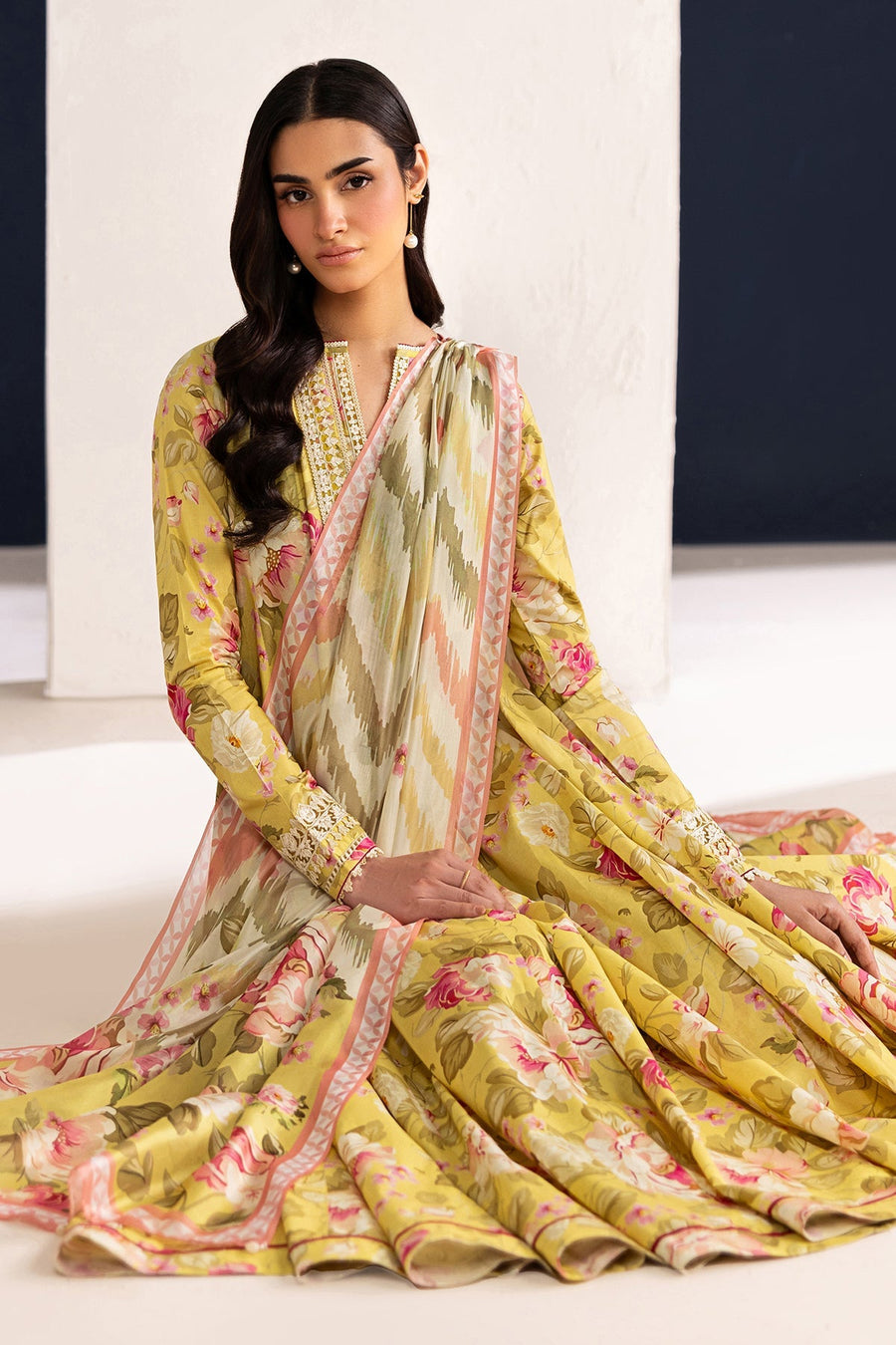 Digital Printed Lawn 3-Piece Pret Suit with Silk Dupatta