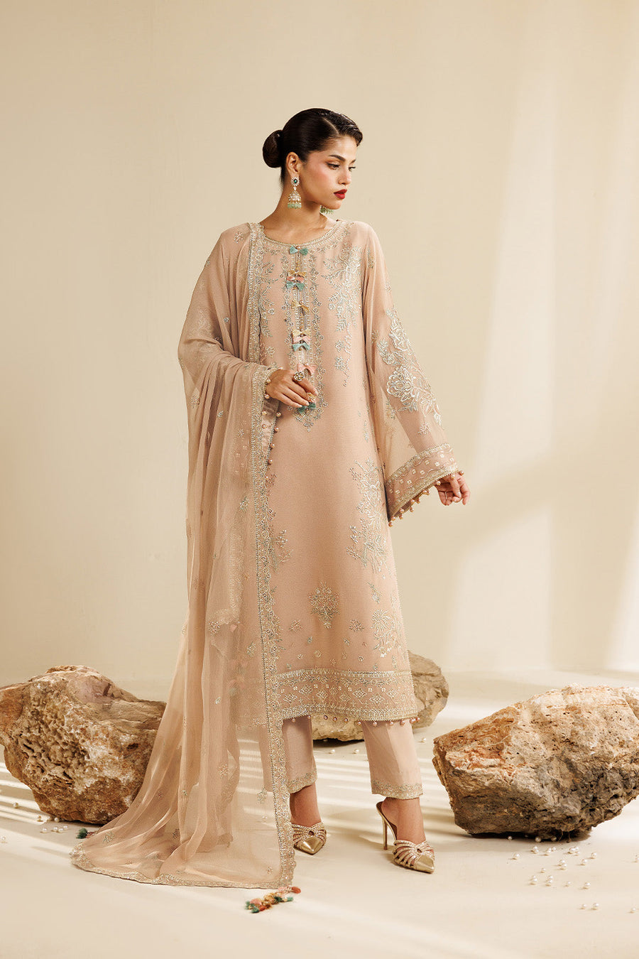 Dune Embroidered Chiffon 3-Piece Formal Suit | 2288