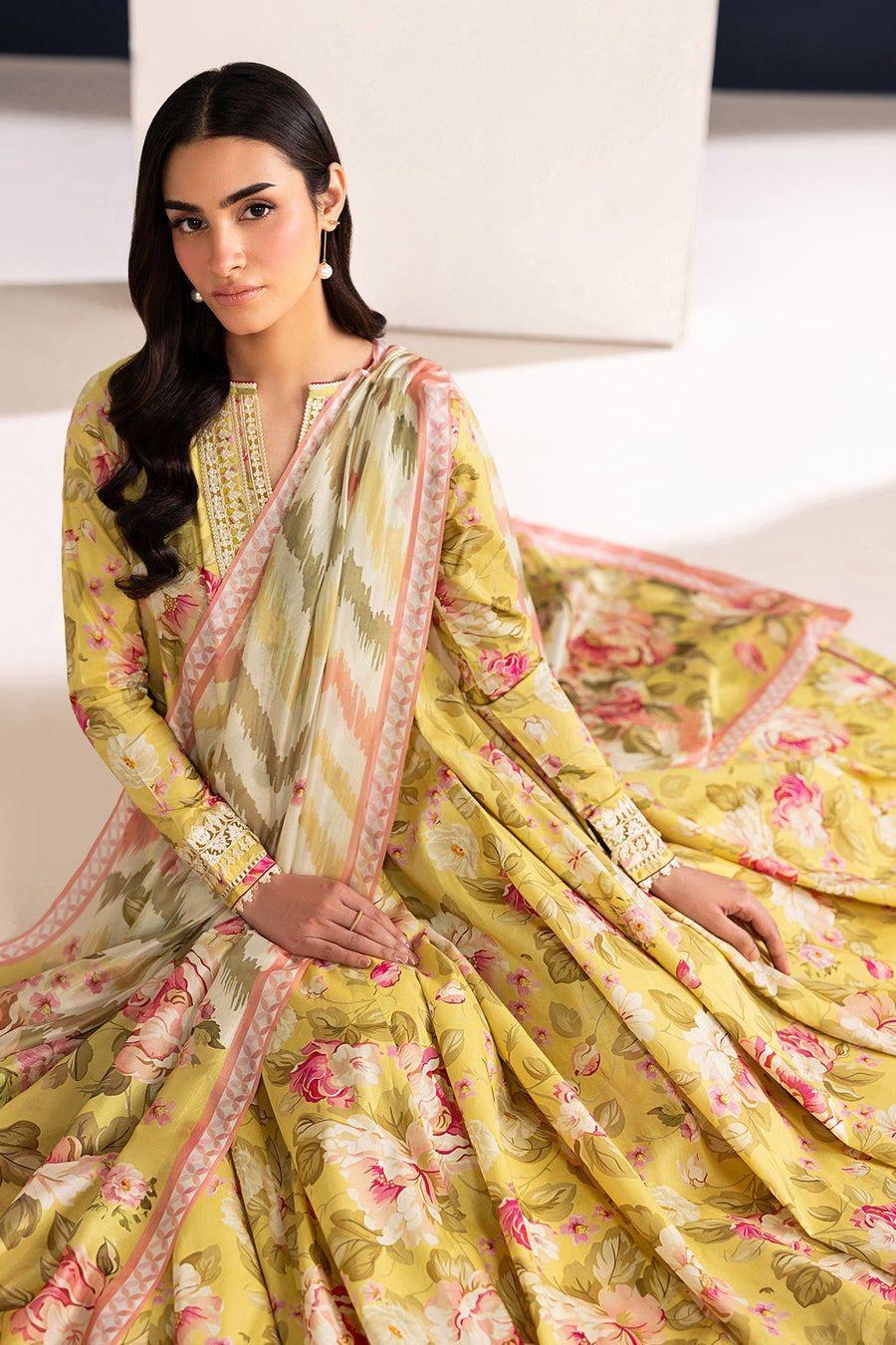 Digital Printed Lawn 3-Piece Pret Suit with Silk Dupatta
