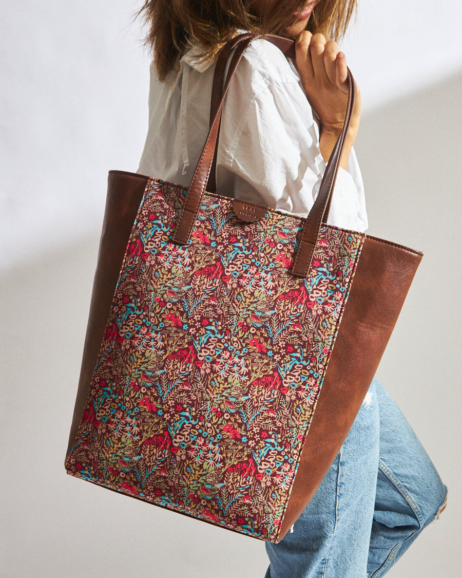 Floral Print Vegan Leather Tote