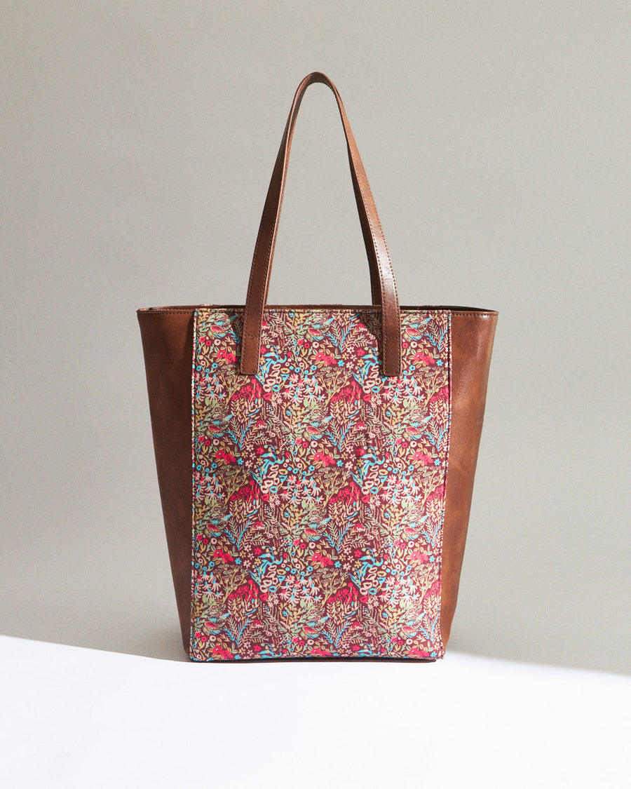 Floral Print Vegan Leather Tote