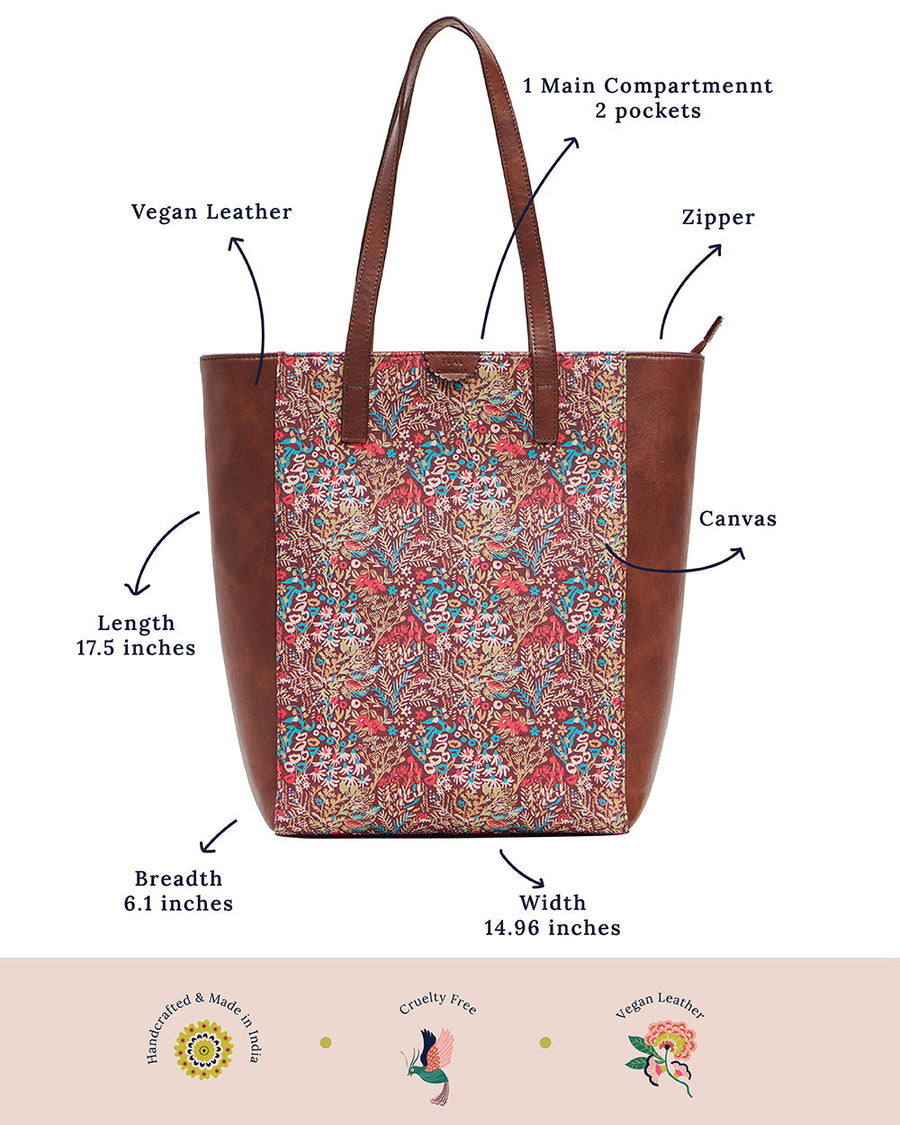 Floral Print Vegan Leather Tote