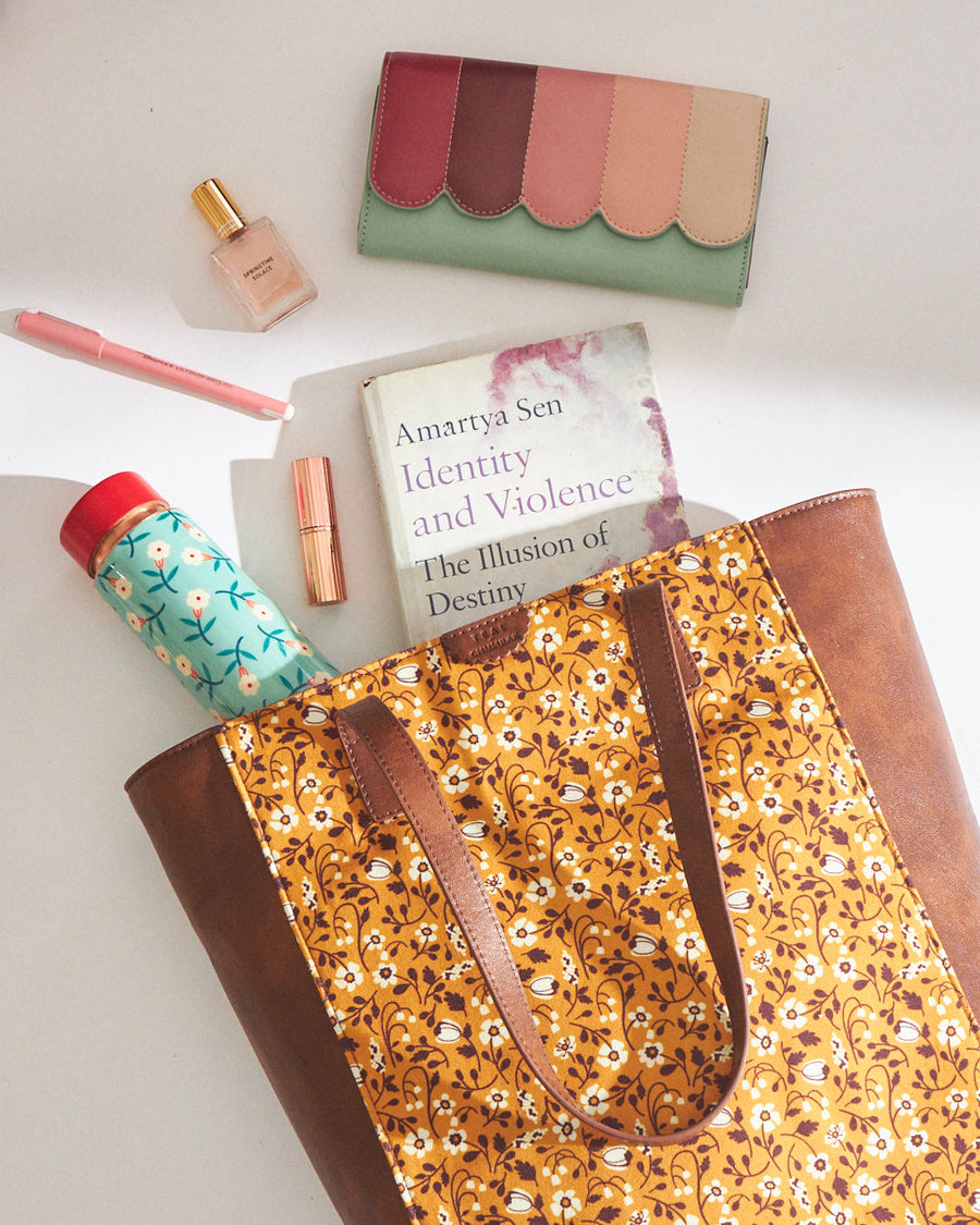 Floral Print Vegan Leather Tote