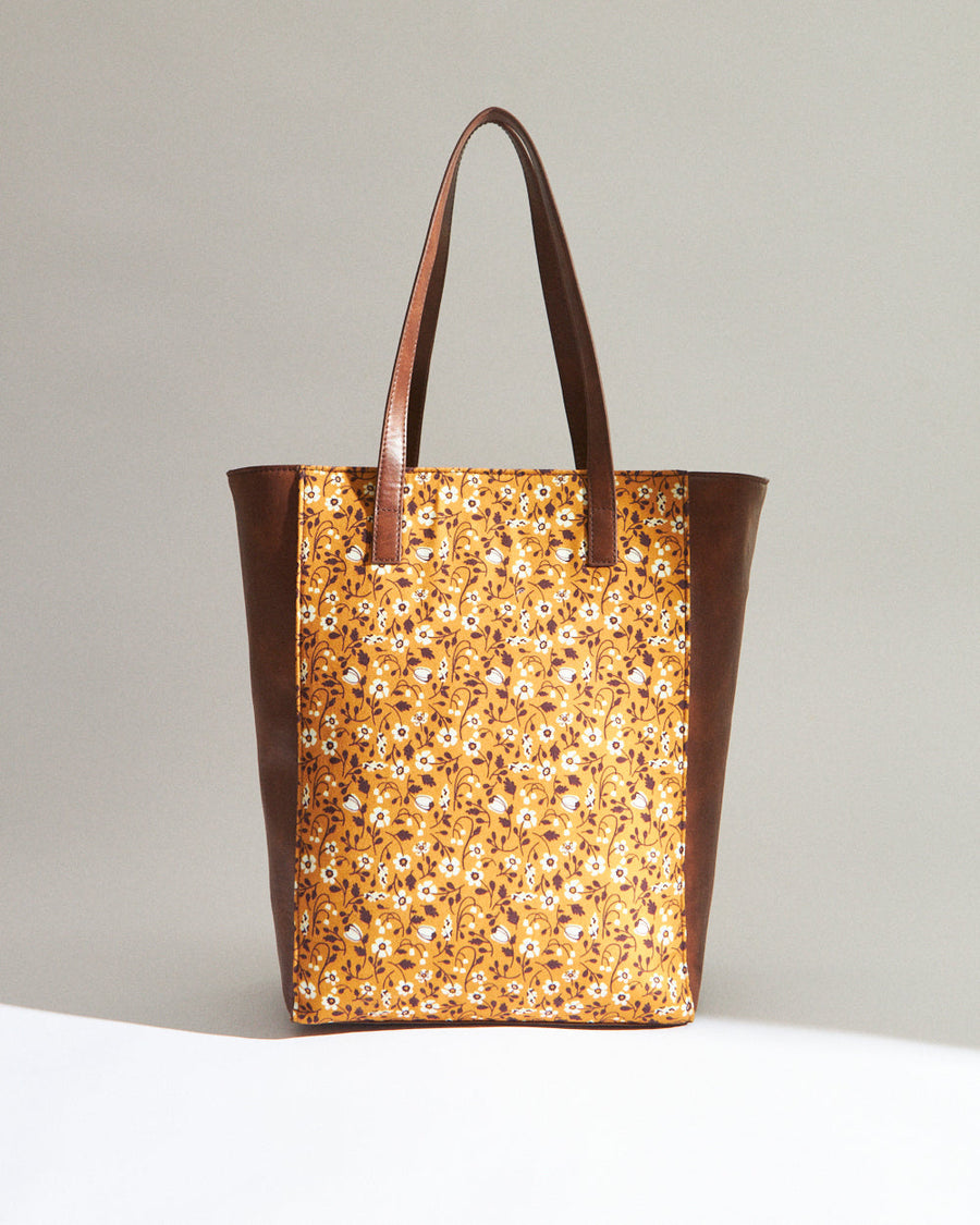 Floral Print Vegan Leather Tote