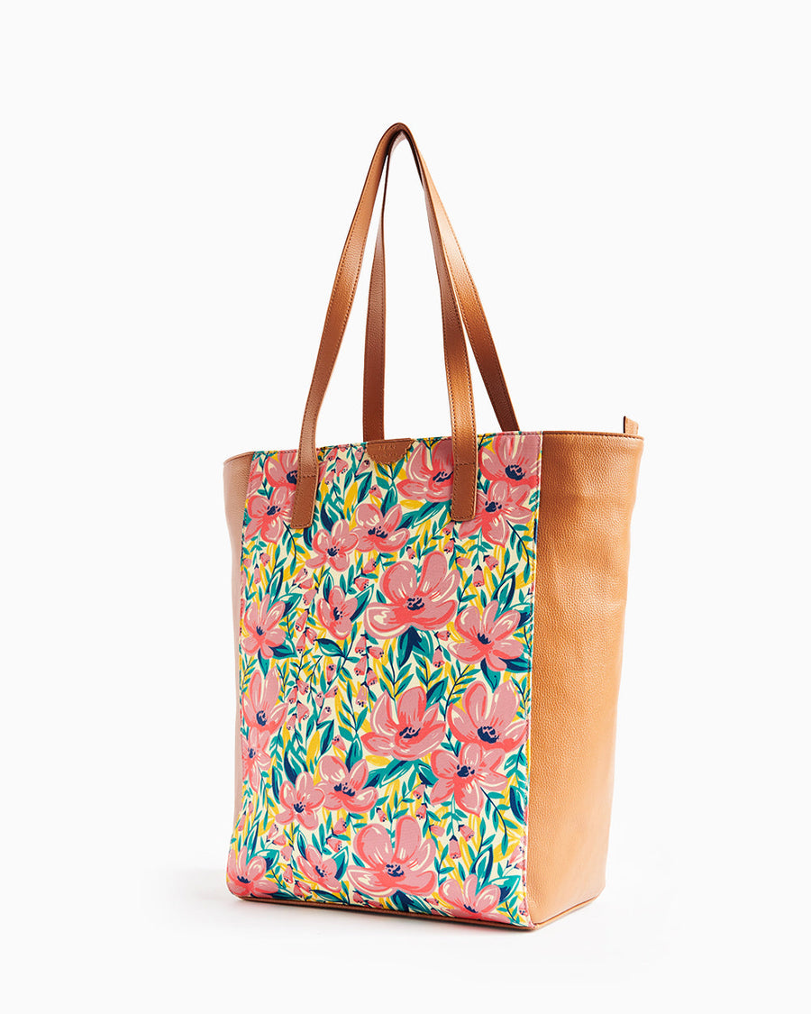 Floral Print Vegan Leather Tote