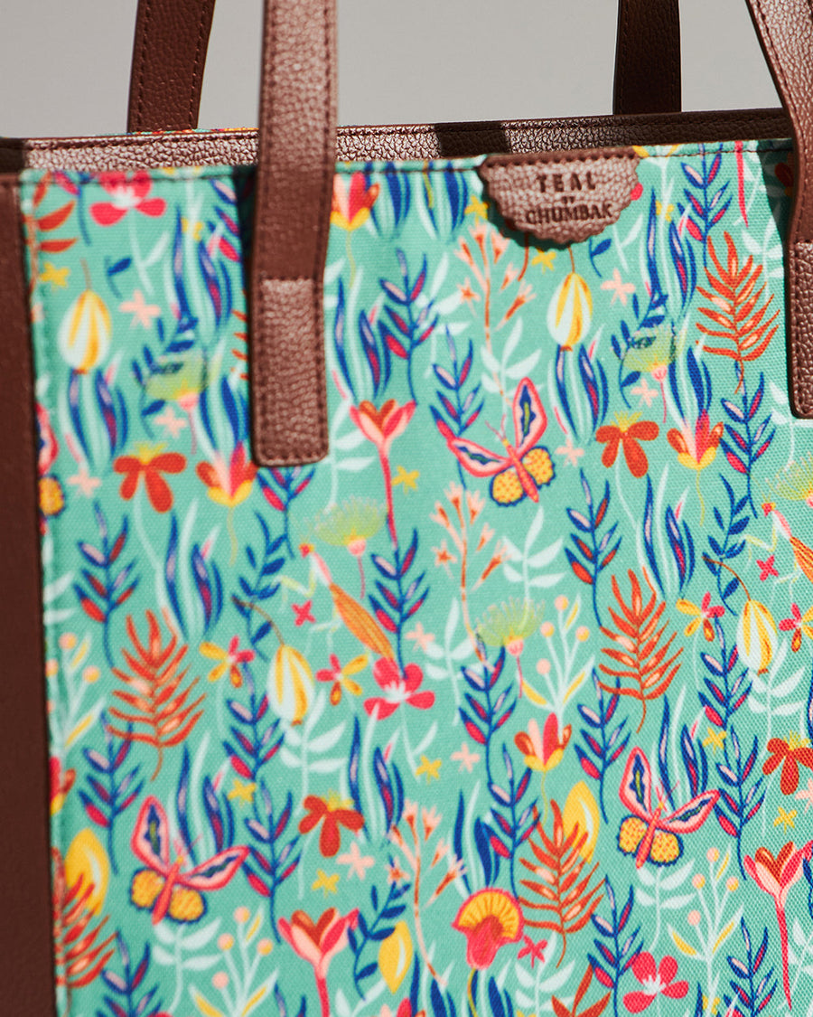 Floral Print Vegan Leather Tote