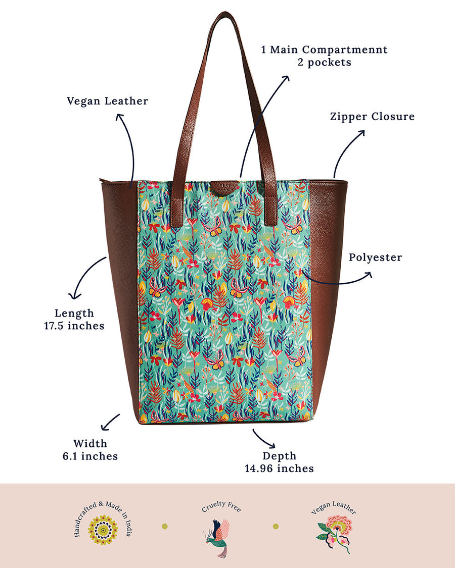 Floral Print Vegan Leather Tote