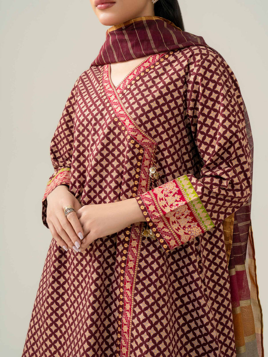 Paste-Print 3-Piece Lawn Suit (Pret) – Dusty Pink