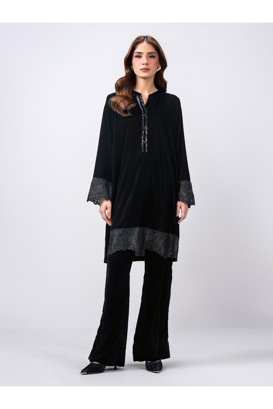 Midnight Velvet 2-Piece Suit | Schiffli Silk Embroidery