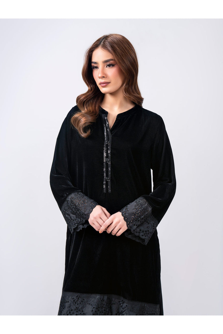 Midnight Velvet 2-Piece Suit | Schiffli Silk Embroidery