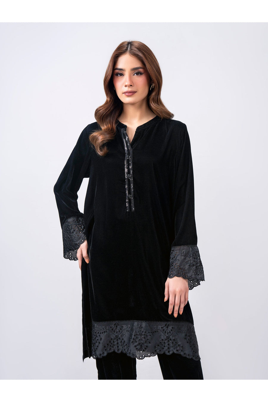 Midnight Velvet 2-Piece Suit | Schiffli Silk Embroidery