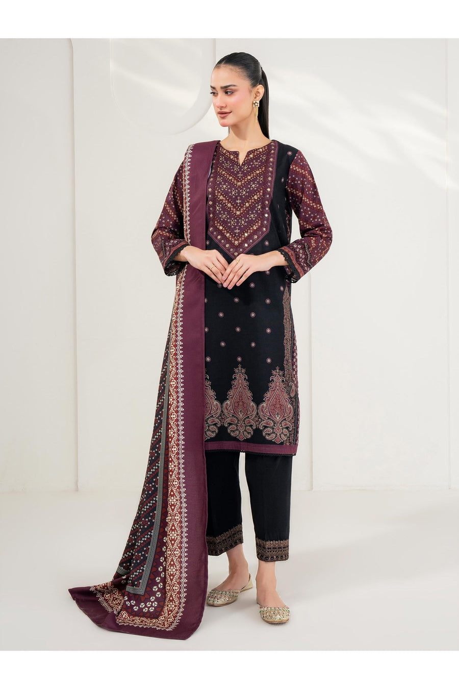Embroidered 3 Piece Khaddar Suit Set