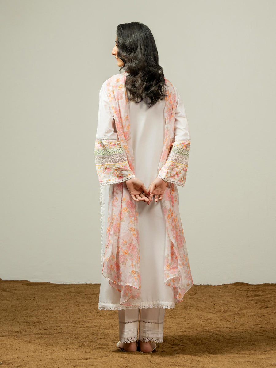 3 Piece Cambric Suit-Embroidered (Pret) - Pehnaawaa