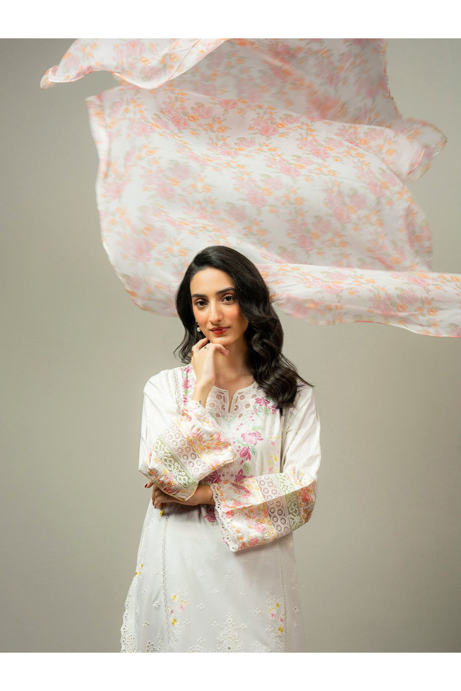 Embroidered 3-Piece Cambric Suit Set