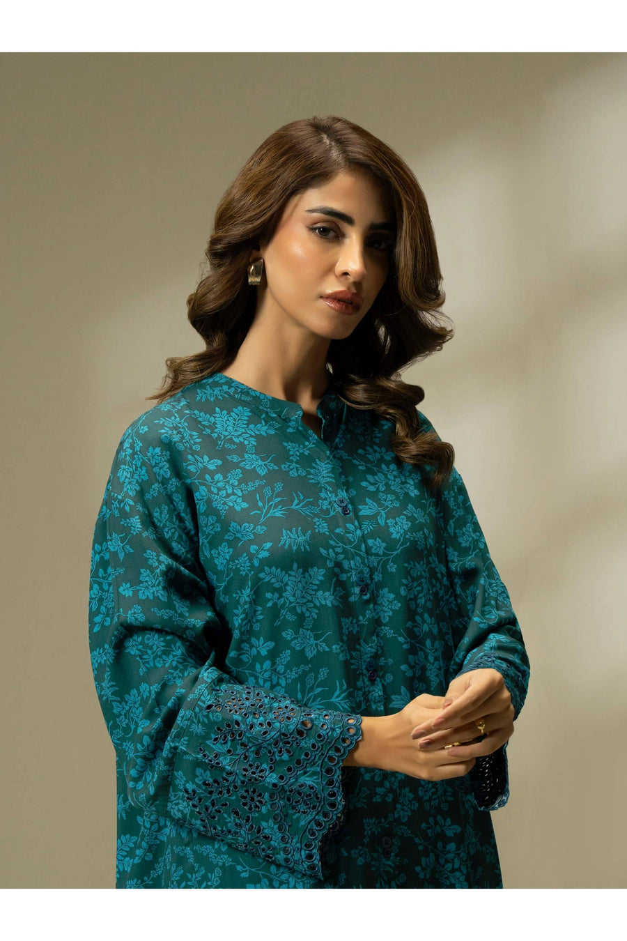 Linen Embroidered 2 Piece Casual Suit Set