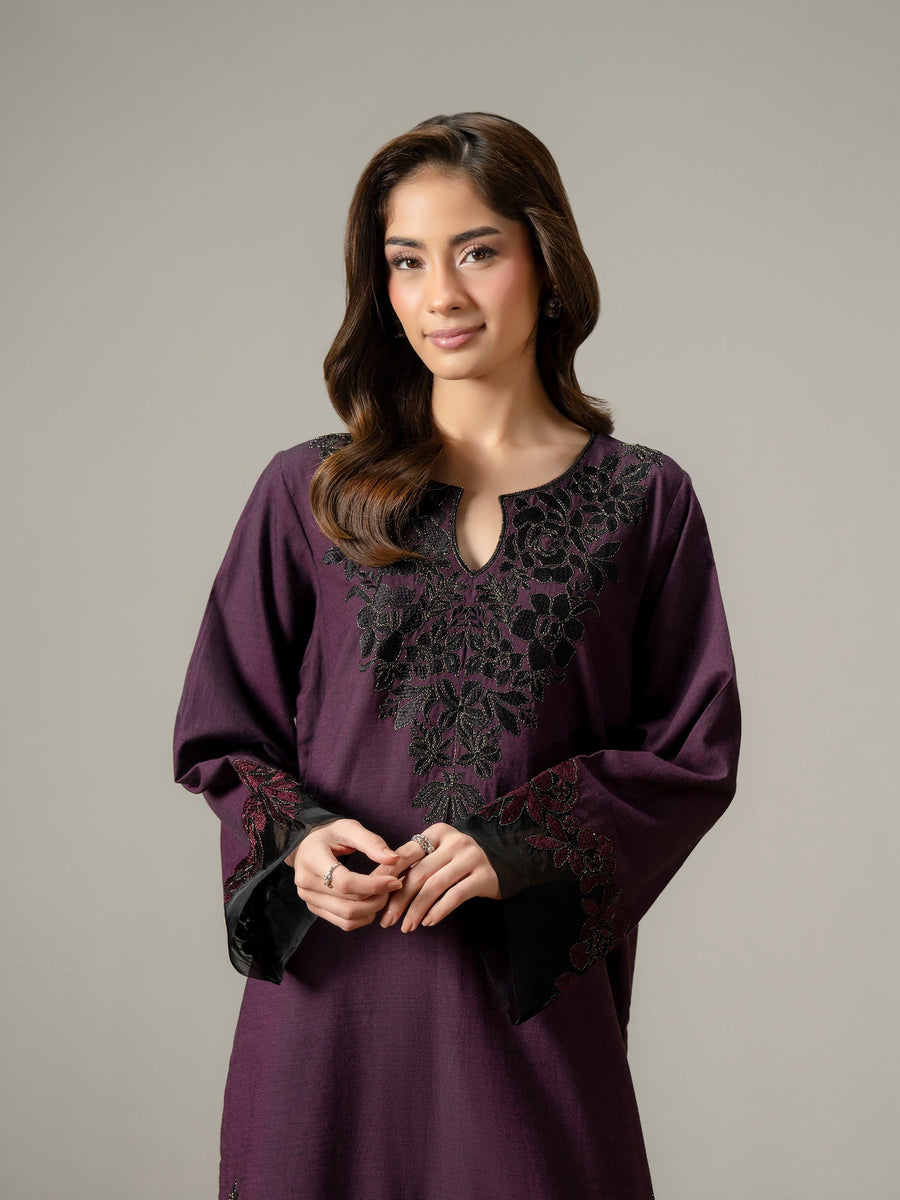 2 Piece Yarn Dyed Suit-Embroidered (Pret) - Pehnaawaa