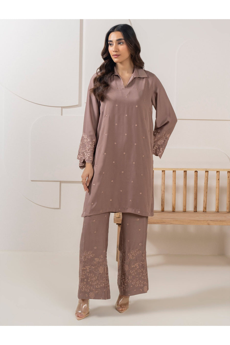 Embroidered Silk Co-Ord Set for Relaxed Days