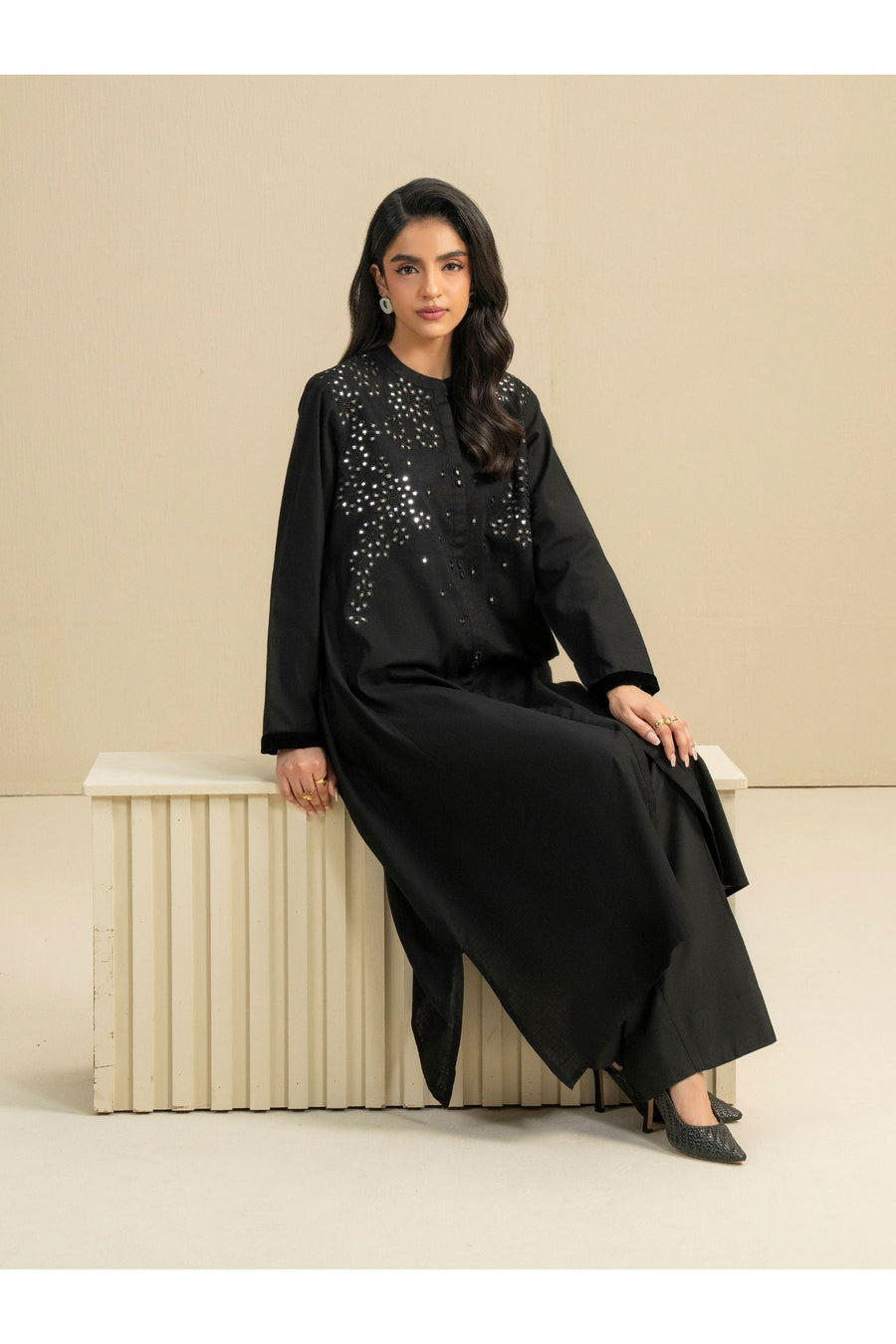 Embroidered Khaddar Shirt for Everyday Style