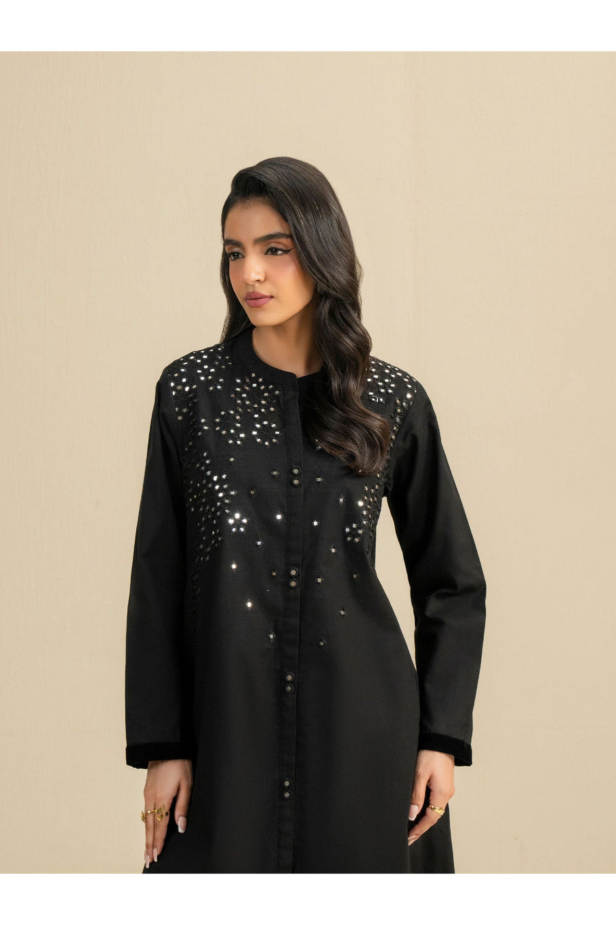 Embroidered Khaddar Shirt for Everyday Style