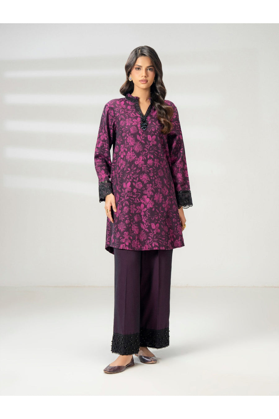 Embroidered 2 Piece Jacquard Suit Set