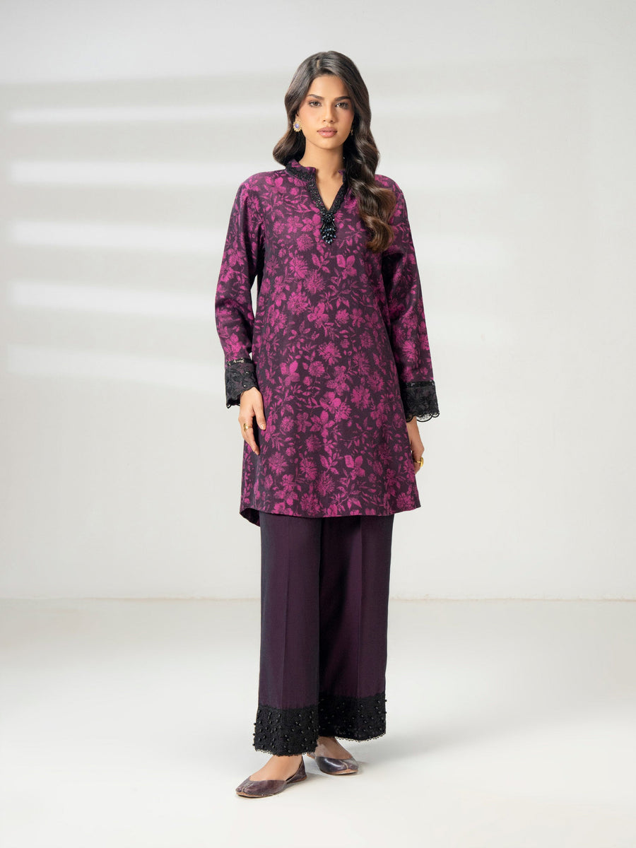 2 Piece Jacquard Suit-Embroidered (Pret) - Pehnaawaa