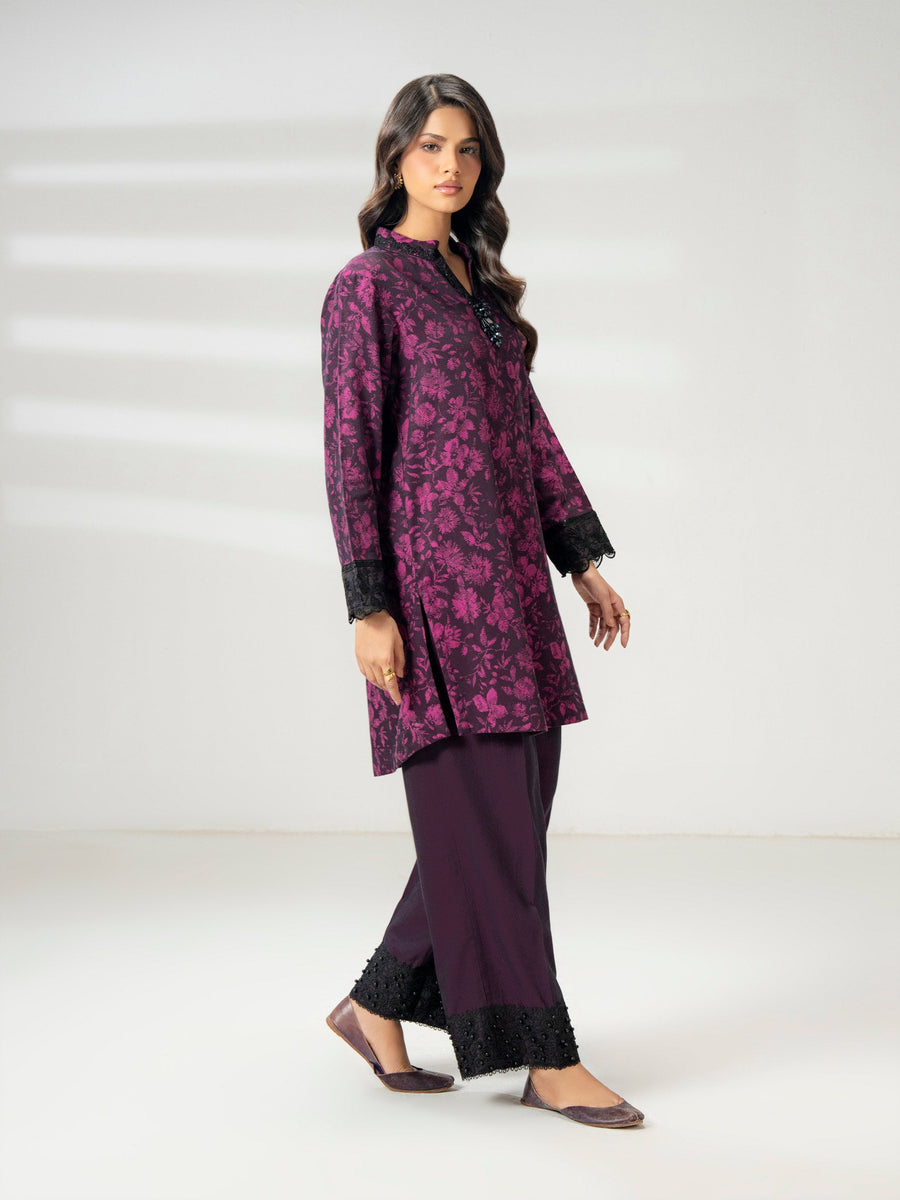 2 Piece Jacquard Suit-Embroidered (Pret) - Pehnaawaa
