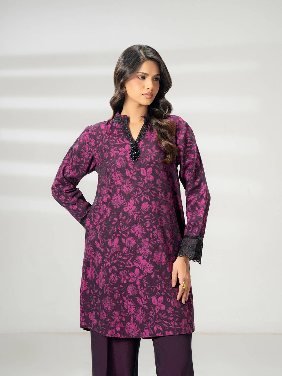 2 Piece Jacquard Suit-Embroidered (Pret) - Pehnaawaa