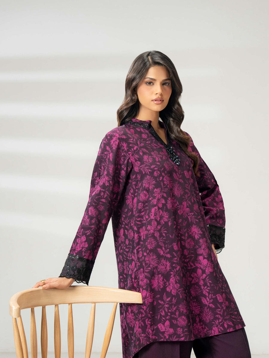 2 Piece Jacquard Suit-Embroidered (Pret) - Pehnaawaa