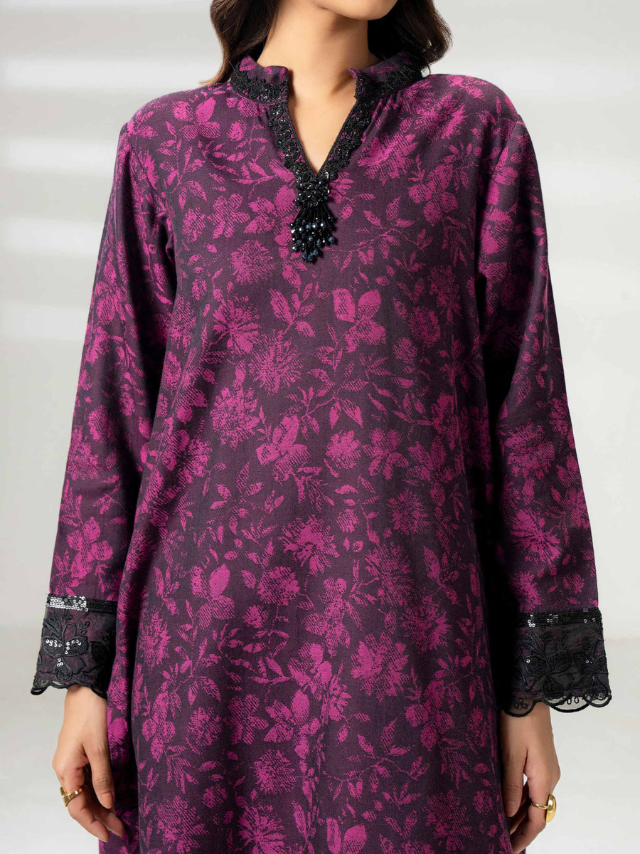 2 Piece Jacquard Suit-Embroidered (Pret) - Pehnaawaa