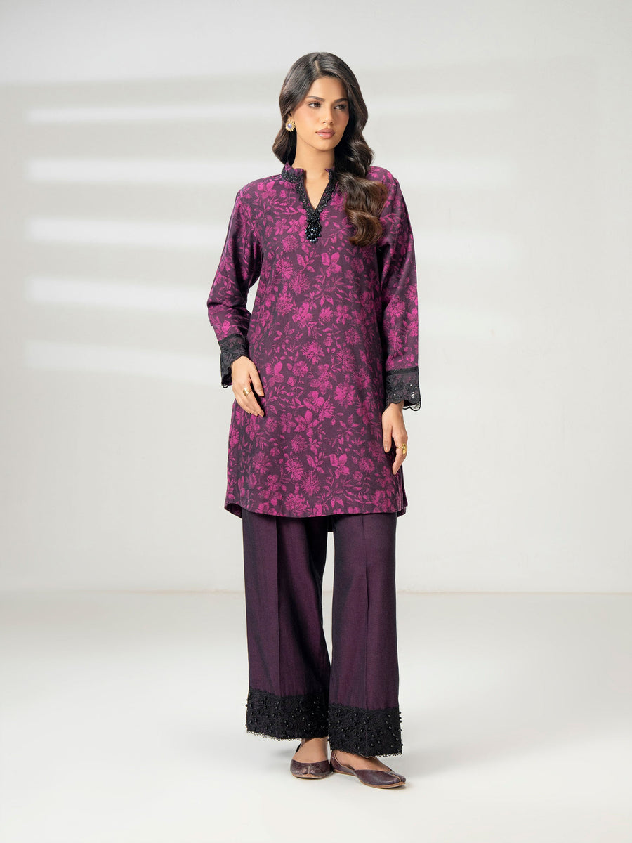 2 Piece Jacquard Suit-Embroidered (Pret) - Pehnaawaa