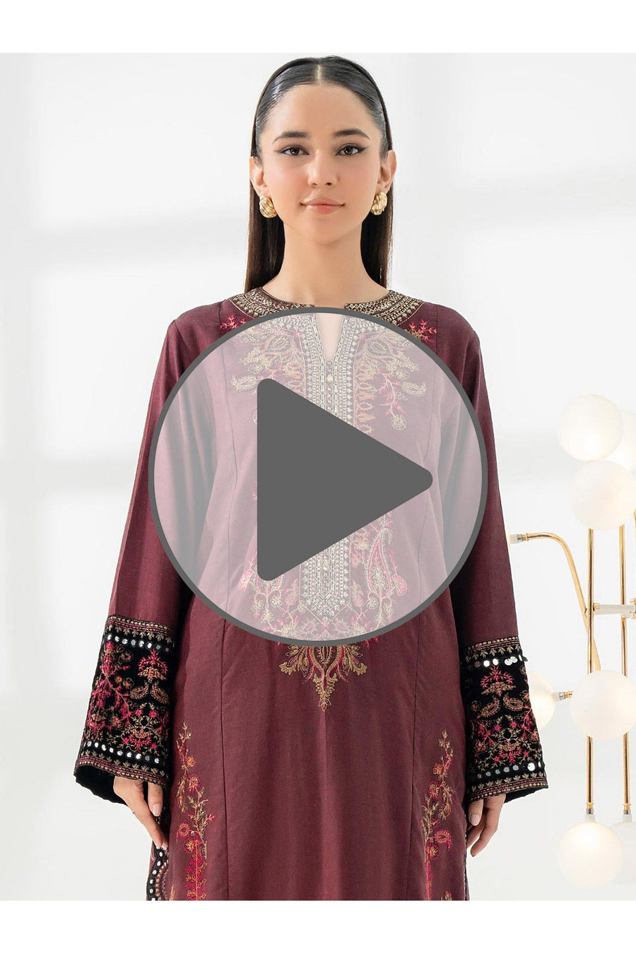 Stylish 2 Piece Yarn Dyed Embroidered Suit