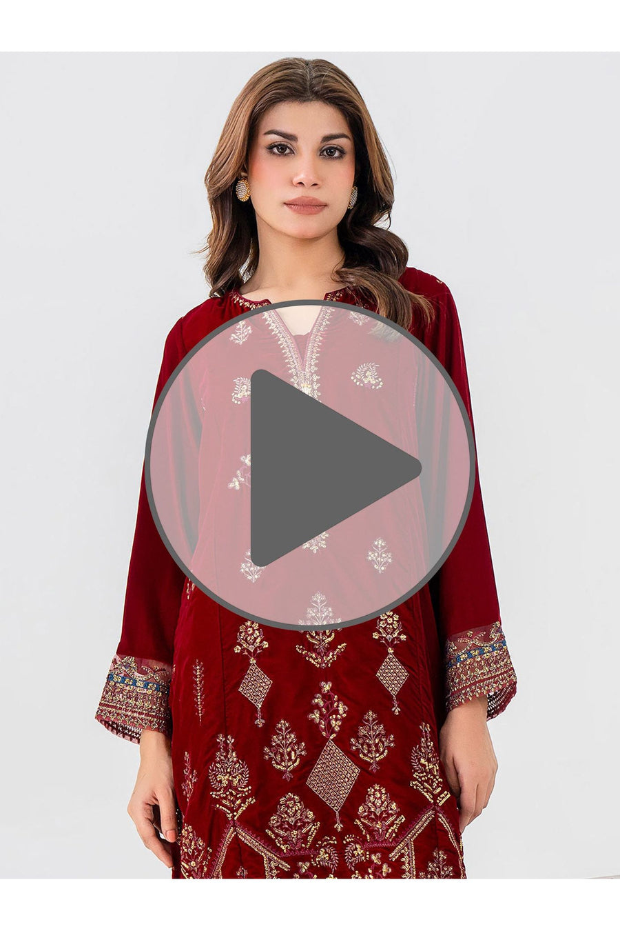 Embroidered Velvet Two-Piece Suit Set